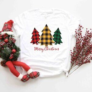 Christmas Tree Shirts Plaid Christmas Tree Graphic Tee Holiday Xmas Shirt 51